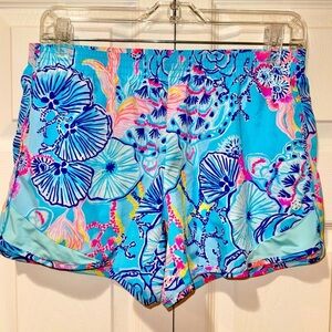 LILLY PULITZER BALI BLUE ONCE UPON A TIDE OCEAN TRAIL LUX SHORTS SIZE Small VGUC
